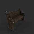 Solid Wooden Public Bench In Classic Design With Ornate Carved Details For Outdoor Use