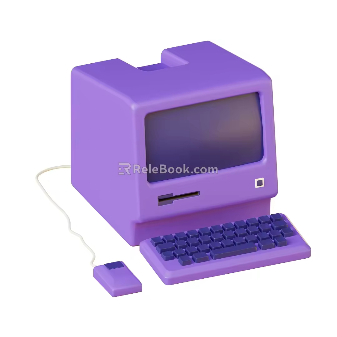 modern computer old-fashioned computer cartoon computer 3d model
