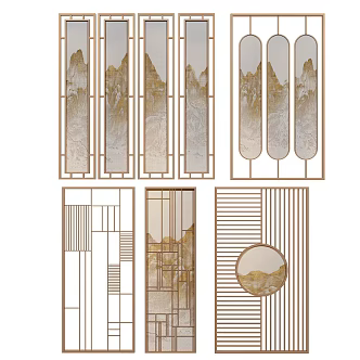 new chinese style screen 3d model