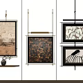 Wall Art Decor With Framed Paintings Mosaic Design And Metal Brackets