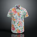 Stylish Colorful Floral Short Sleeve Shirt with Vibrant Flower Patterns for Summer