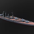 Battleship Warship Model Featuring Main Guns Turrets And Deck Structure 3d model