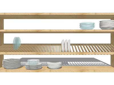 Wooden Bathroom Cabinet Shelf With Multi Tier Storage And Organized Toiletries 3d model