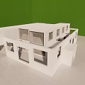 Modern White Villa With Open Design Large Windows And Green Lawn Under Blue Sky