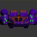 Futuristic 3D Spaceship Model With Purple Orange Body And Green Accents