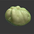 Soft Fluffy White Steamed Bun With Pleated Top On Dark Surface 3d model