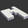 Cartoon Scene Featuring Modern Connected Buildings With Sleek Reflective Surfaces And Playful Design