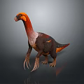 Detailed Orange Red Dinosaur 3D Model With Long Claws In Standing Pose 3d model