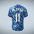 Blue And Cyan Athletic Sport T shirt With White Number 11 Design