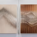 Two Pieces Wooden Wall Decor with Modern Wave Pattern Design