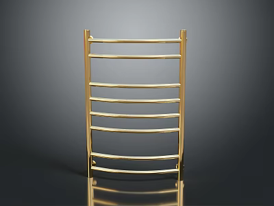Golden Bathroom Towel Rack With Multiple Horizontal Bars For Home Use 3d model