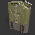 Old Green Jerry Cans Pair With Metal Straps And Solid Base 3d model