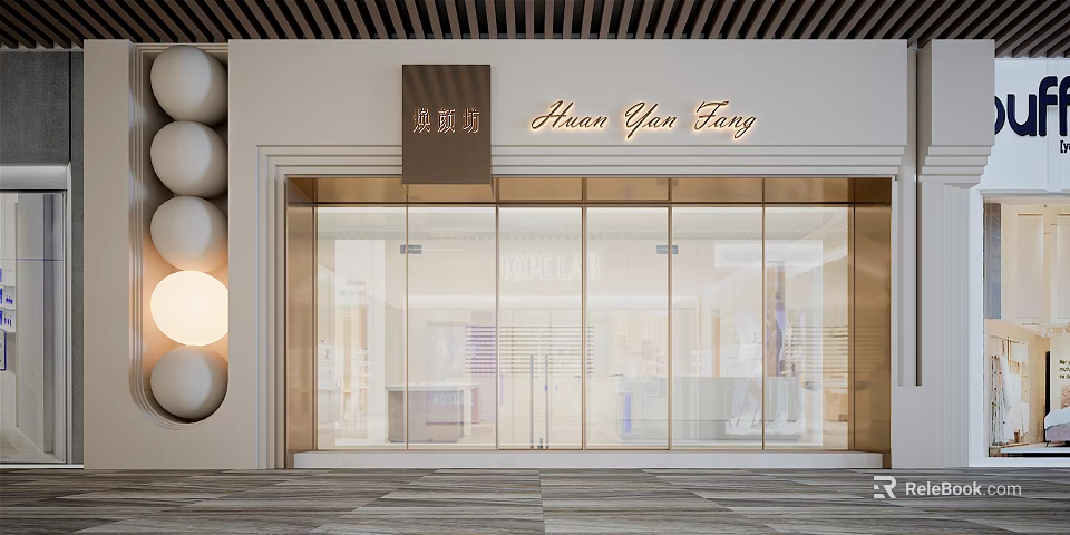 Modern Beauty Hair Salon Aaron Yen Feng Facade With Glass Doors And Elegant Design 3d model 