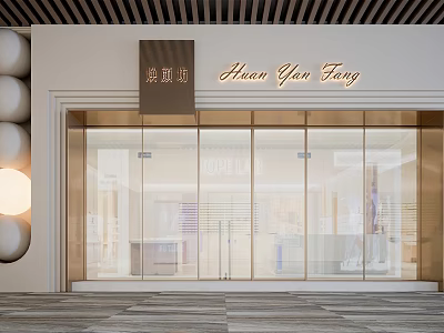 Modern Beauty Hair Salon Aaron Yen Feng Facade With Glass Doors And Elegant Design 3d model