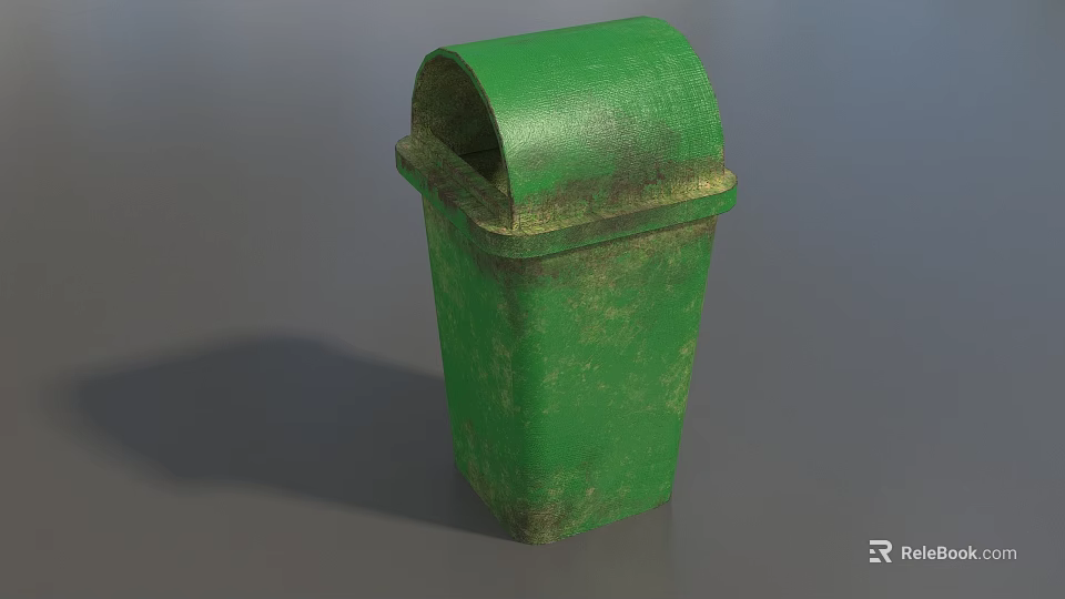 Public Facility Green Trash Bin With Lid For Urban Outdoor Settings 3d model 