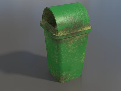 Public Facility Green Trash Bin With Lid For Urban Outdoor Settings 3d model
