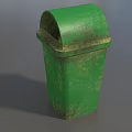 Public Facility Green Trash Bin With Lid For Urban Outdoor Settings