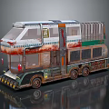 Custom Double Decker Bus With Vintage Industrial Design Rust Accents And Multiple Wheels