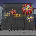 Colorful 2026 Desired Fireworks Themed Inflatable Decorations On Glass Building Exterior