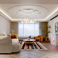 Modern Kitchen and Dining Room Interior With Marble Island Counter Chandelier Cabinets Herringbone Flooring