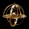 Gold Armillary Sphere Decorative Ornament with Intricate Metal Ring Structure 3d model