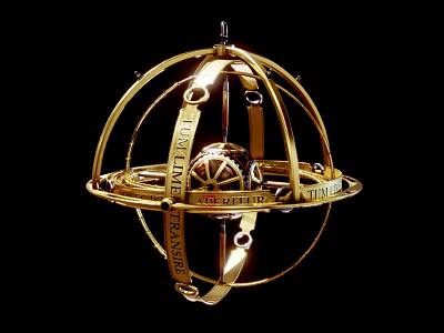 Gold Armillary Sphere Decorative Ornament with Intricate Metal Ring Structure 3d model