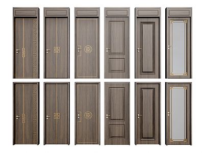 New Chinese Style Flat Door Single Door Flat Door 3d model