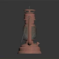 Vintage Copper Candle Lantern With Glass Shade And Metal Frame Design