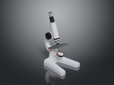 Household Microscope with White Base Black Lens Tube and Adjustable Stage 3d model