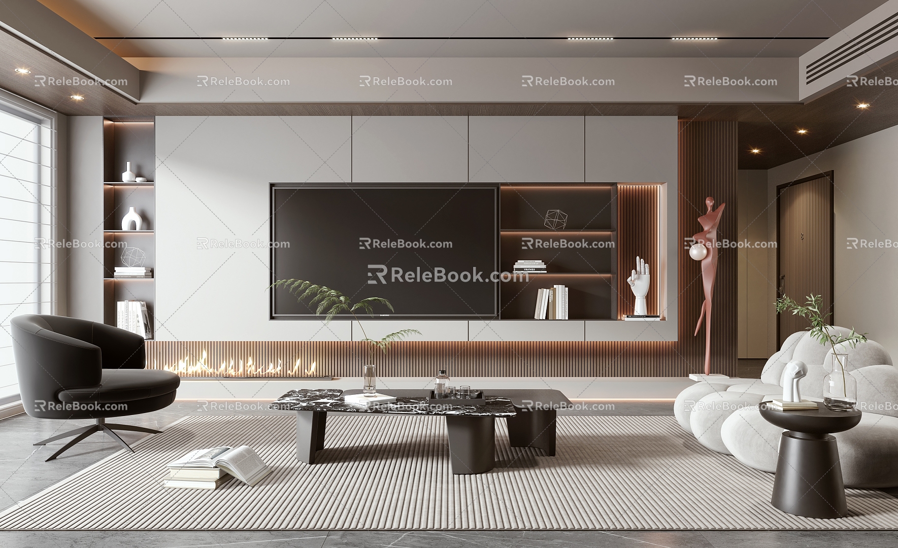 Modern Light Luxury Living Room 3d model