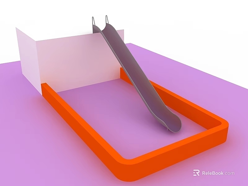 Swing Door With Metal Slide And Orange Frame On Pink Floor 3d model 