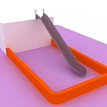 Swing Door With Metal Slide And Orange Frame On Pink Floor