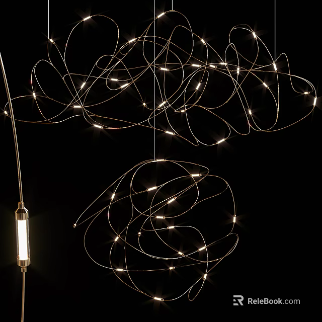 Modern Twisted Metal Wire Chandelier With LED Lights For Contemporary Interior Design 3d model 
