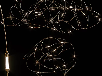 Modern Twisted Metal Wire Chandelier With LED Lights For Contemporary Interior Design 3d model