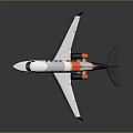 3D Rendered Private Jet With White Body Orange Blue Accents And Visible Wings Tail