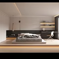 Modern Minimalist Bedroom Interior Design With Platform Bed White Cabinets Shelves And Large Window