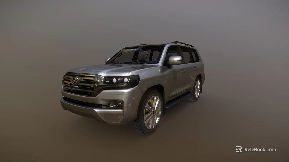 Silver Toyota Land Cruiser SUV With Modern Design And Alloy Wheels 3d model 