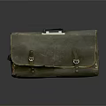 Classic Vintage Leather Briefcase With Black Handle And Metal Buckles Design