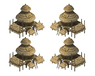 Modern Thatched House, Granary Building, Ancient Architecture, Ancient Building, Thatch House, Thatch House, Private House, Wooden Door, Wooden Window, Warehouse, Ladder, Wooden Ladder, Wooden Ladder 3d model