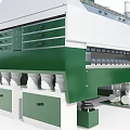 Green and White Industrial Processing Equipment With Tall Chimney Side Cylinders And Base Supports