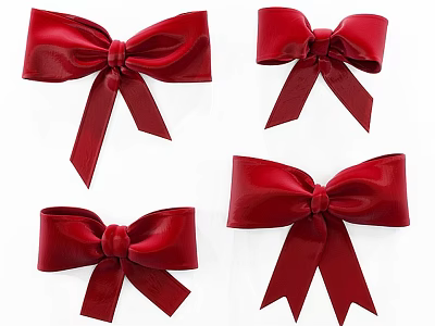 Red Satin Bowknot Pendants Decorative Hanging Ornaments With Shiny Surface And Elegant Design 3d model