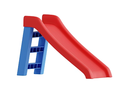 Red Plastic Slide With Blue Ladder For Kids Outdoor Play Equipment 3d model