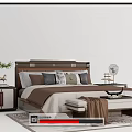 Elegant Modern Double Bed With Nightstands Bed Bench And Decorative Pillows 3d model