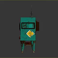 Vintage Green Television With Antenna And Colorful Static Screen On Rusty Stand