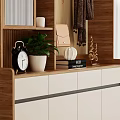 Modern Shoe Cabinet With Hanging Hooks Storage Shelves And Decorative Plants