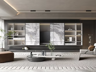 Modern TV background wall 3d model
