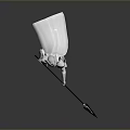 Silver White Armored Character with Helmet Holding Red Weapon Standing on Dark Reflective Surface