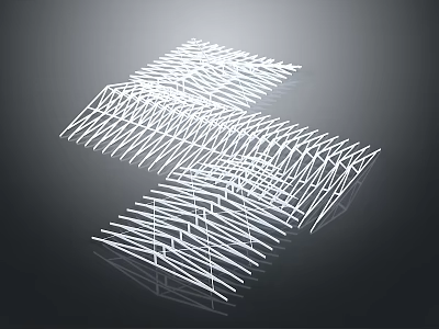 Abstract Geometric Structure With Interlaced White Lines Three Dimensional Grid Design And Reflective Dark Background 3d model