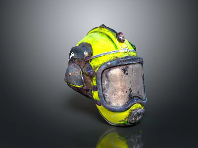 Yellow Protective Helmet With Face Shield For Industrial Work Use And Black Accents 3d model
