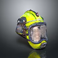 Yellow Protective Helmet With Face Shield For Industrial Work Use And Black Accents